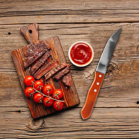 Noże do steków pizzy grilla stalowe ząbkowane do burgerów zestaw noży 4 sztuki