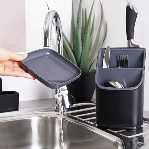 Grupa Orion Sp. z o.o. Ociekacz na Sztućce 14 x 14 x 23 cm Tworzywo Czarny z Tacką ORION