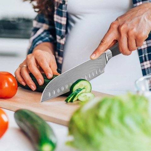 Orion Nóż Santoku stalowy DAMASCUS 31 cm