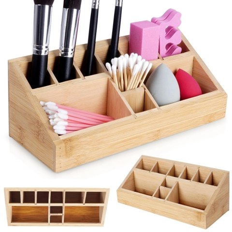 Eleganza Organizer na kosmetyki do makijażu bambusowy 23x9x8,5 cm