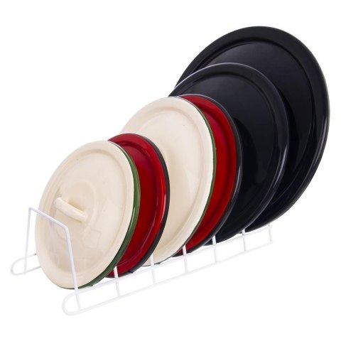 Grupa Orion Sp. z o.o. Stojak na Pokrywki do Garnków 34 x 17 cm ORION Metalowy Biały na 6 Pokrywek