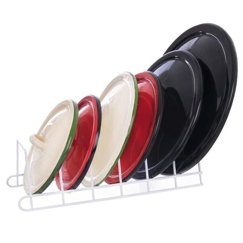 Grupa Orion Sp. z o.o. Stojak na Pokrywki do Garnków 34 x 17 cm ORION Metalowy Biały na 6 Pokrywek