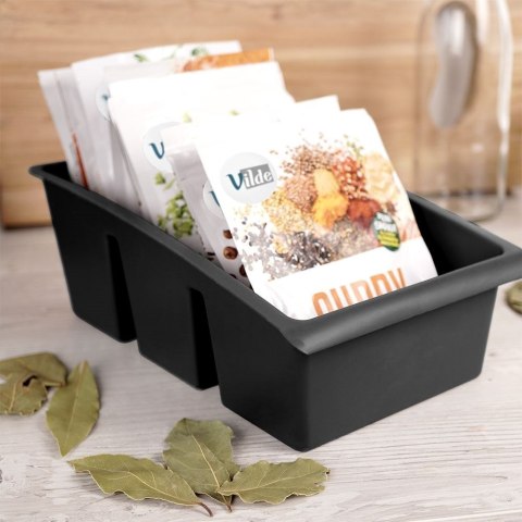 Grupa Orion Sp. z o.o. Pojemnik Organizer na Przyprawy Blat Kuchenny Pojemny Czarny VILDE 25x15 cm