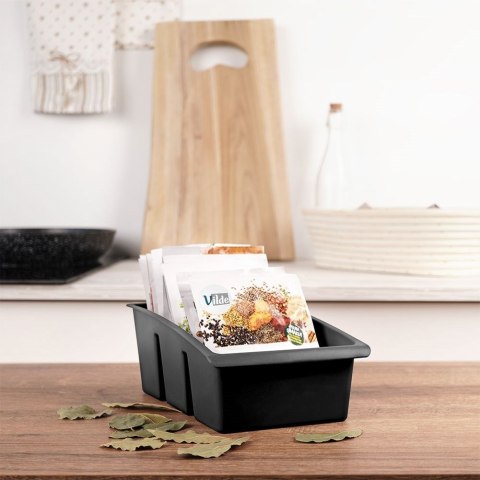 Grupa Orion Sp. z o.o. Pojemnik Organizer na Przyprawy Blat Kuchenny Pojemny Czarny VILDE 25x15 cm