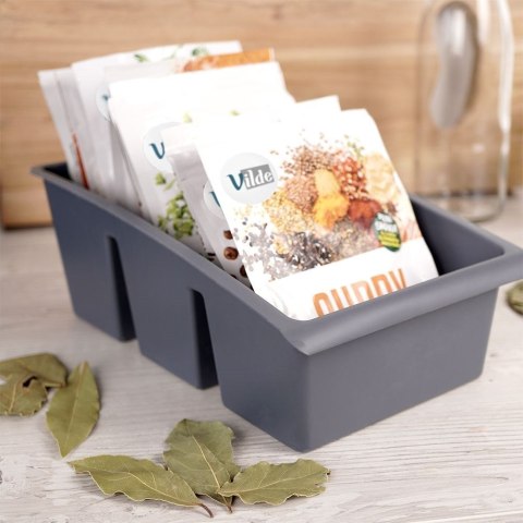 Grupa Orion Sp. z o.o. Pojemnik Organizer na Przyprawy Blat Kuchenny Pojemny VILDE Szary 25x15 cm