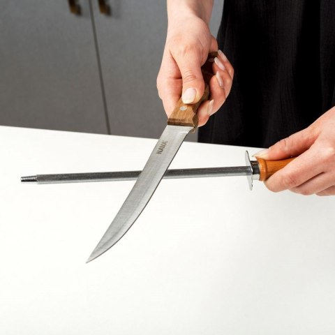 VLACHOS BROS S.A IMPORTS (NAVA),Valantis Vlachos Ostrzałka do Noży Stal Nierdzewna 30 cm NAVA do Zmywarki Drewniany Uchwyt