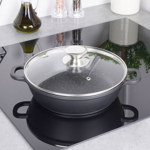 Grupa Orion Sp. z o.o. Patelnia Granitowa ze Szklaną Pokrywką Grande 24 cm