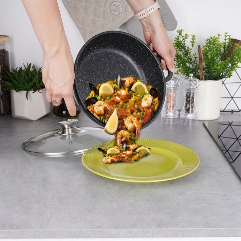 Grupa Orion Sp. z o.o. Patelnia Granitowa ze Szklaną Pokrywką Grande 24 cm