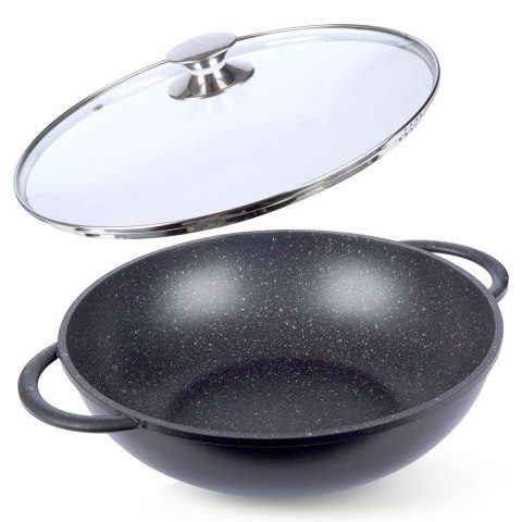 Patelnia granitowa wok 32 cm z pokrywką GRANDE