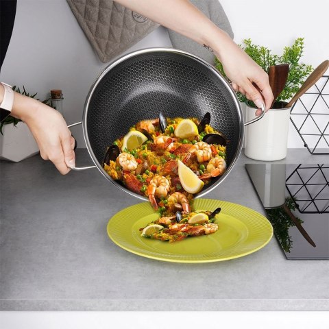 Patelnia stalowa wok nieprzywierający premium COOKCELL HYBRYD 28 cm