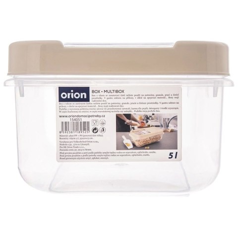Grupa Orion Sp. z o.o. Pojemnik na Kapsułki Karmę Proszek 5 L 35 x 19,5 x 13 cm ORION Beżowy