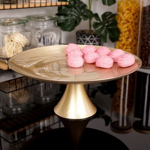 Grupa Orion Sp. z o.o. Patera na Tort Złota Szklana 28 cm VILDE Dekoracyjna na Nóżce