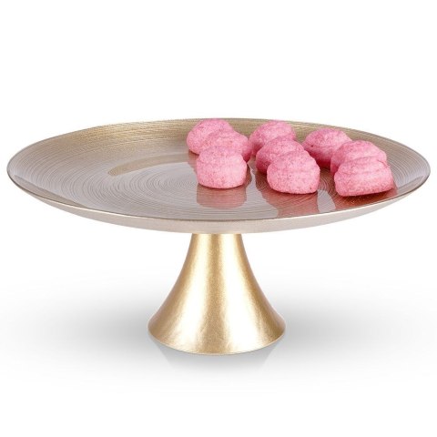 Grupa Orion Sp. z o.o. Patera na Tort Złota Szklana 28 cm VILDE Dekoracyjna na Nóżce