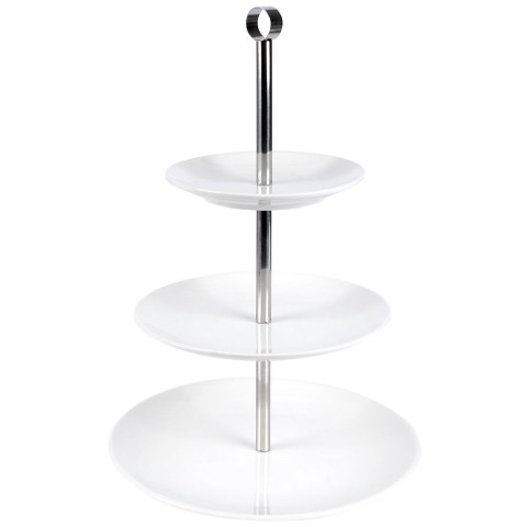 Grupa Orion Sp. z o.o. Patera Porcelanowa Biała 3-Piętrowa do Serwowania Przekąsek ORION 25,5 cm