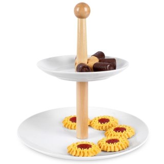 Grupa Orion Sp. z o.o. Patera Etażerka do Ciast Porcelanowa Biała 2-Piętrowa Houseware 27 cm