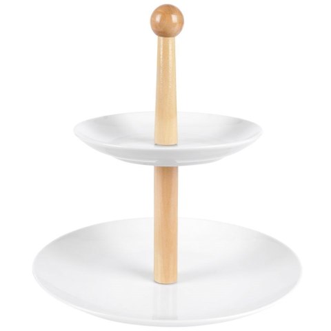 Grupa Orion Sp. z o.o. Patera Etażerka do Ciast Porcelanowa Biała 2-Piętrowa Houseware 27 cm