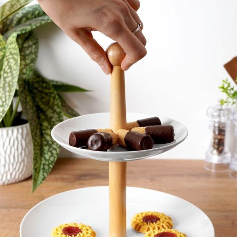 Grupa Orion Sp. z o.o. Patera Etażerka do Ciast Porcelanowa Biała 2-Piętrowa Houseware 27 cm