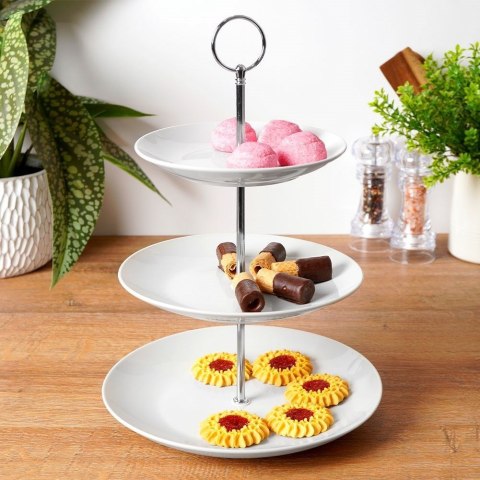 Grupa Orion Sp. z o.o. Patera Porcelanowa Biała 3-piętrowa 35 cm