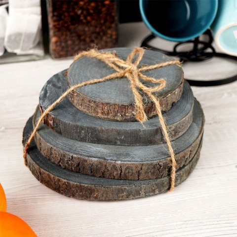 Grupa Orion Sp. z o.o. Podkładka Podstawka pod Kubek Kwiaty Świece Plaster Drewna VILDE 4 szt.