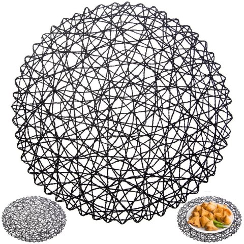 Grupa Orion Sp. z o.o. Podkładka na Stół Okrągła Koronkowa Czarna 35 cm ORION Ozdoba Stół