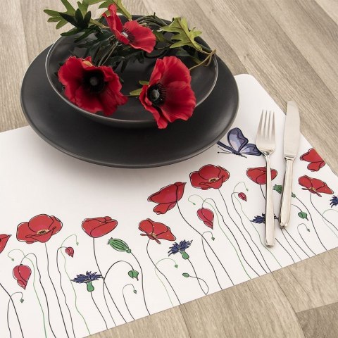 Grupa Orion Sp. z o.o. Podkładka na Stół Prostokąt Maki 43 x 28 cm ORION Ozdobna Mata PCV