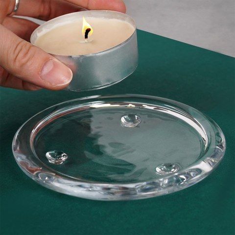 Grupa Orion Sp. z o.o. Podstawka pod Świecę Szklana Okrągła Przezroczysta 10 cm HSC Dekoracyjna