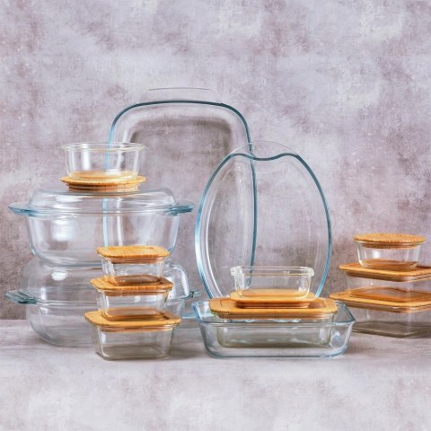 NAVA Pojemnik na żywność szklany z bambusową pokrywką i uszczelką naczynie żaroodporne ARIZONA 750 ml