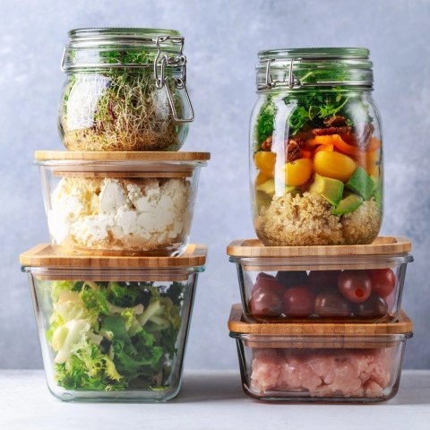 NAVA Pojemnik na żywność szklany z bambusową pokrywką i uszczelką naczynie żaroodporne ARIZONA 750 ml