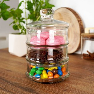 Grupa Orion Sp. z o.o. Pojemnik na Ciastka 3-Piętrowy Szklany Solidny EXCELLENT HOUSEWARE 3x465 ml