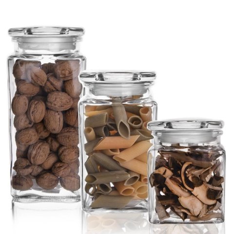 Grupa Orion Sp. z o.o. Pojemnik Szklany Kwadratowy 1,4 L ORION Szczelny Retro 19 x 10 cm