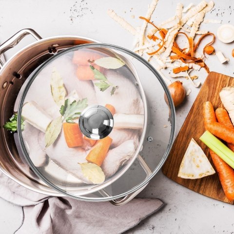 Grupa Orion Sp. z o.o. Pokrywka do Garnka Patelni Rondla z Rantem Szklana Uniwersalna ORION 28 cm