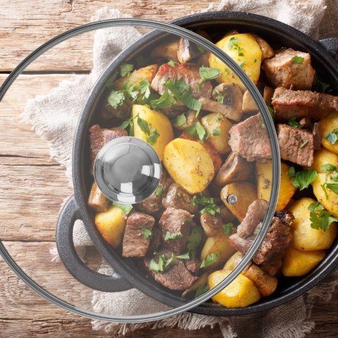 Grupa Orion Sp. z o.o. Pokrywka Szklana Duża Żaroodporna Odpowietrznik 30 cm ORION do Garnka