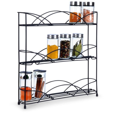 Grupa Orion Sp. z o.o. Półka na Przyprawy Metalowa Czarna Stojąca Loft VILDE 33,5 x 6,5 x 33,5 cm