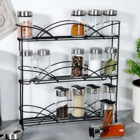 Grupa Orion Sp. z o.o. Półka na Przyprawy Metalowa Czarna Stojąca Loft VILDE 33,5 x 6,5 x 33,5 cm