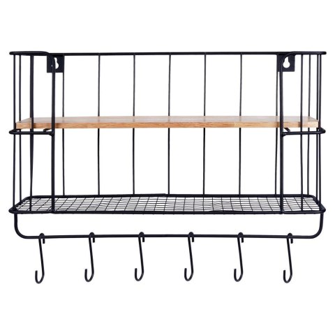 Grupa Orion Sp. z o.o. Półka Kuchenna z Wieszakami Metalowa Loft Czarna VILDE 41 x 12 x 25,5 cm
