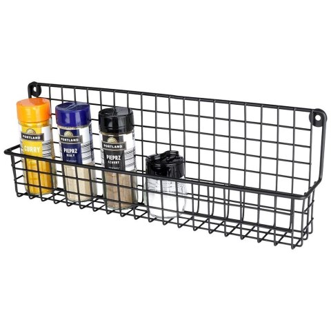 Grupa Orion Sp. z o.o. Półka na Przyprawy Metalowa Wisząca Loft Czarna Solidna ORION 9,5x6,5x14 cm