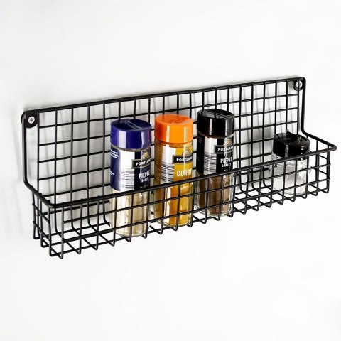 Grupa Orion Sp. z o.o. Półka na Przyprawy Metalowa Wisząca Loft Czarna Solidna ORION 9,5x6,5x14 cm