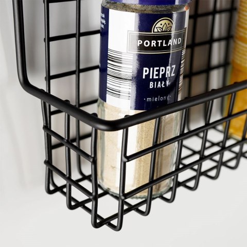 Grupa Orion Sp. z o.o. Półka na Przyprawy Metalowa Wisząca Loft Czarna Solidna ORION 9,5x6,5x14 cm