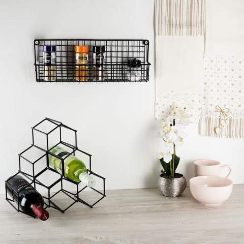 Grupa Orion Sp. z o.o. Półka na Przyprawy Metalowa Wisząca Loft Czarna Solidna ORION 9,5x6,5x14 cm