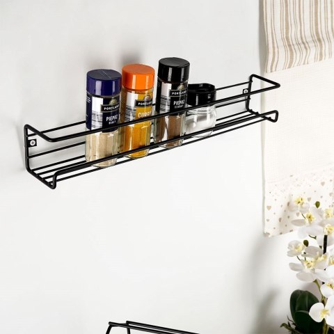 Grupa Orion Sp. z o.o. Półka na Przyprawy Metalowa Czarna Wisząca LOFT 40 x 65 cm VILDE