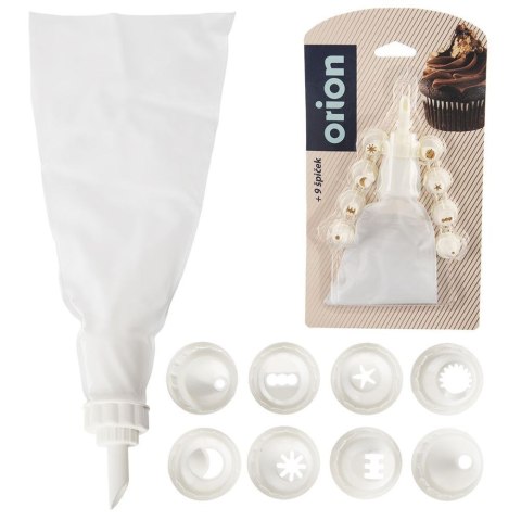 Grupa Orion Sp. z o.o. Rękaw Cukierniczy i Tylki Zestaw 10 el. 26 cm Dekoracja ORION