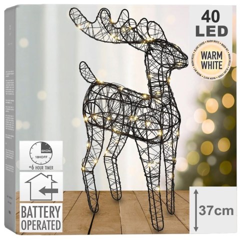 Vilde Renifer świecący czarny 40 LED 37 cm