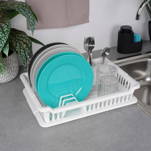 Grupa Orion Sp. z o.o. Suszarka na Naczynia Biała z Tacą Ociekową 8 Miejsc na Talerze ORION