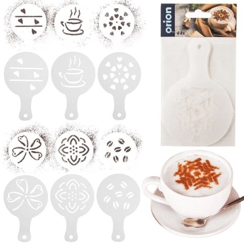 Grupa Orion Sp. z o.o. Szablony do Kawy i Deserów 6 el. do Ozdabiania Ciast Ciasteczek ORION