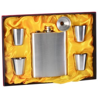 Grupa Orion Sp. z o.o. Piersiówka z Lejkiem i Kieliszkami Stalowa 6 el.