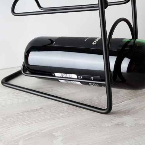 Grupa Orion Sp. z o.o. Stojak Półka Regał na Wino Metalowy Czarny 4 Butelki Solidny VILDE 21x43 cm