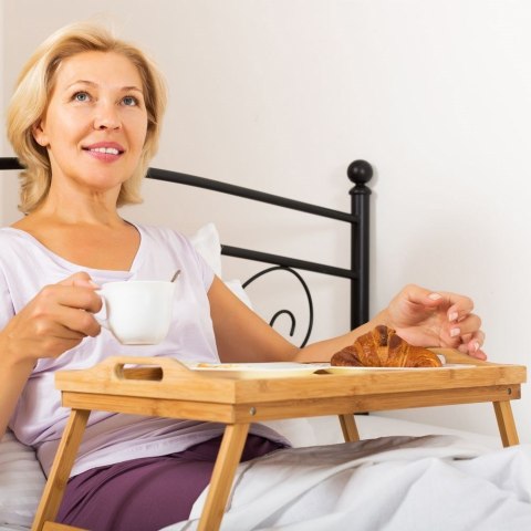 Grupa Orion Sp. z o.o. Stolik Śniadaniowy ORION 50x30x24,5 cm Bambusowy Drewniany do Łóżka Laptopa