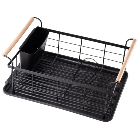 Grupa Orion Sp. z o.o. Suszarka do Naczyń na Talerze Sztućce Pojemna Czarna VILDE 42,5x29,5x19 cm