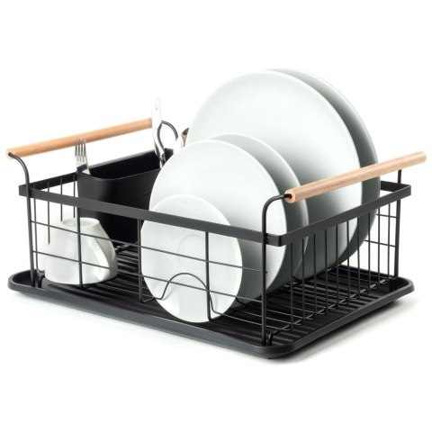 Grupa Orion Sp. z o.o. Suszarka do Naczyń na Talerze Sztućce Pojemna Czarna VILDE 42,5x29,5x19 cm