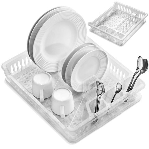 Grupa Orion Sp. z o.o. Suszarka na Naczynia Biała 15 Miejsc na Talerze z Tacą 46 cm ORION